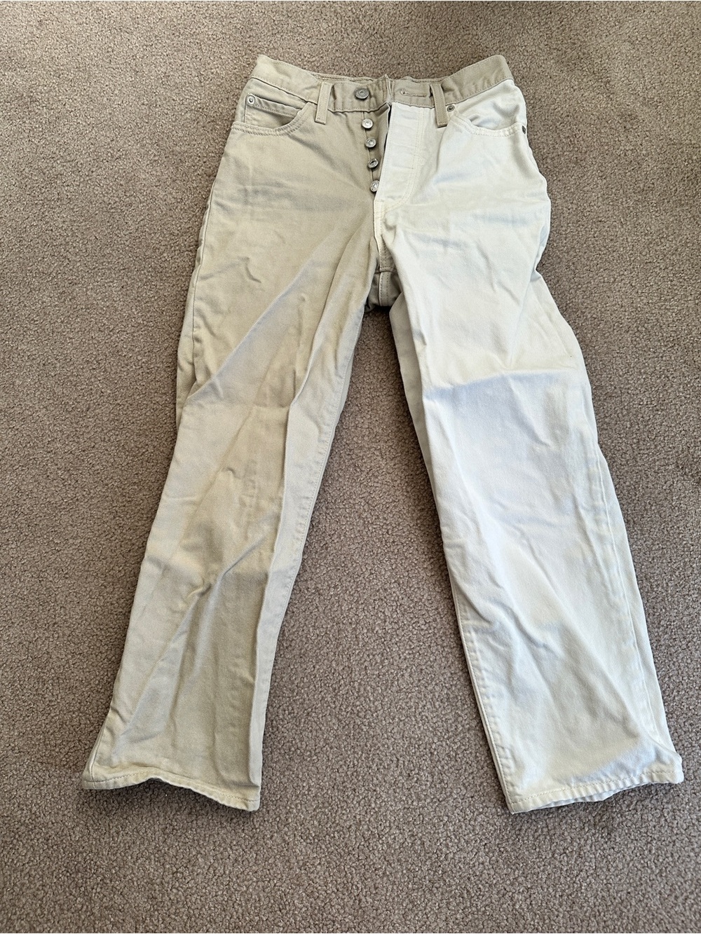 Levi's Two-Tone Beige and Cream Straight Leg Jeans